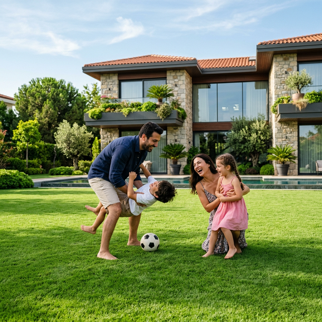 Yemyeşil Çimenlerde Aile Keyfi